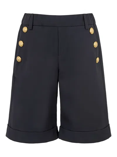 Balmain Kids' Buttoned-detail Cuffed Shorts In Black