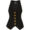 Balmain Buttoned Double Crepe Vest In Black