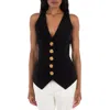 Balmain Buttoned Double Crepe Vest In Black
