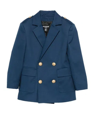 Balmain Buttoned Double-breasted Blazer In Blue