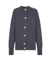 Balmain Buttoned Eco-cashmere Cardigan In Blue