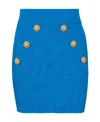Balmain 6-button Knit Mini Pencil Skirt In Blue