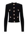 Balmain Collarless Four-pocket Tweed Jacket In Black
