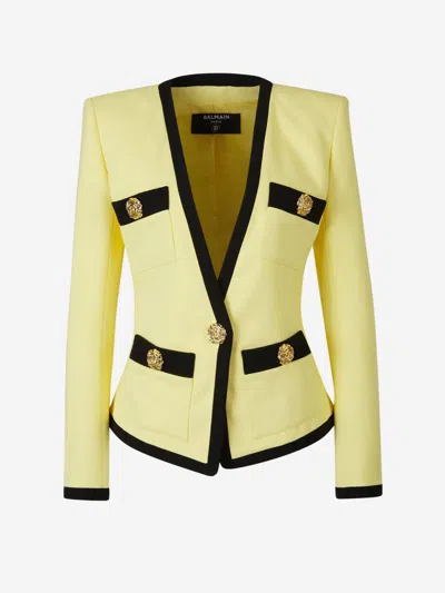 Balmain Buttoned Fitted Blazer In V Neck
