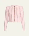 Balmain Buttoned Flechage Openwork Cardigan In Pink