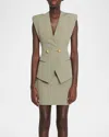 BALMAIN BUTTONED GRAIN DE POUDRE VEST