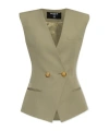 Balmain Double-breasted Grain De Poudre Waistcoat In Nude