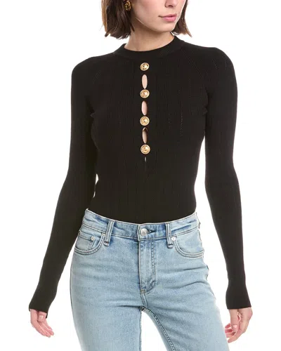 Balmain Buttoned Halter Bodysuit In Black