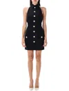 Balmain Buttoned Halter-neck Mini Dress In Black