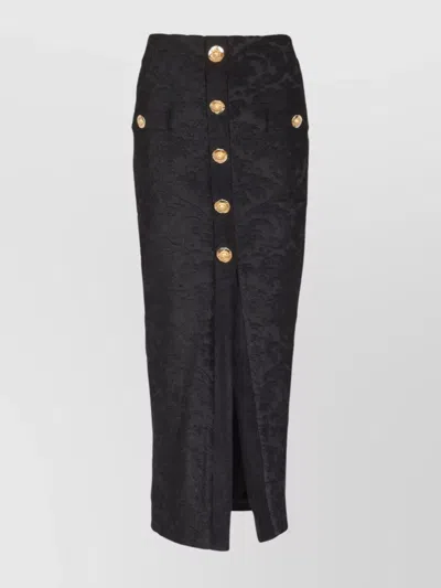 BALMAIN BUTTONED HIGH WAIST SKIRT WITH SLIT DETAIL