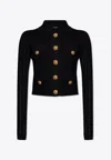 Balmain Black Cropped Cardigan In Black