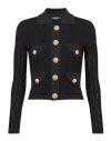 Balmain Buttoned Knit Cardigan Woman Cardigan Black Size 10 Viscose, Polyester
