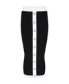 Balmain Button-embellished Ribbed-knit Midi Skirt In Black