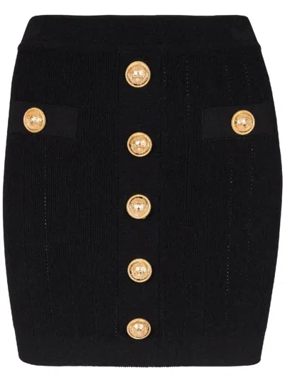 BALMAIN BALMAIN BUTTONED KNIT SHORT SKIRT CLOTHING