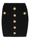 Balmain Knitted Mini Skirt With Embossed Buttons In Negro
