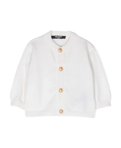Balmain Buttoned Knitted Cardigan In White