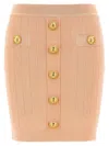 Balmain Buttoned Knitted Midi Skirt In 粉色