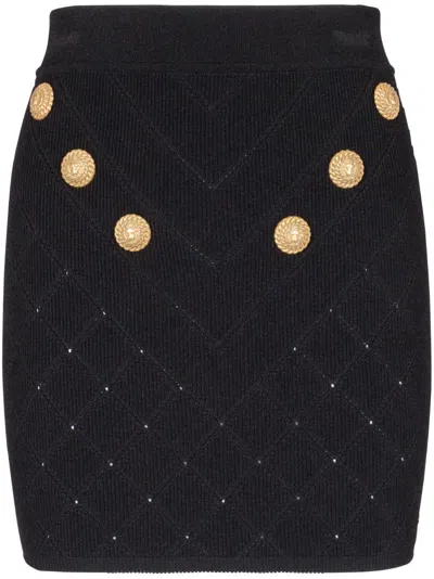 BALMAIN BALMAIN BUTTONED KNITTED MINI SKIRT