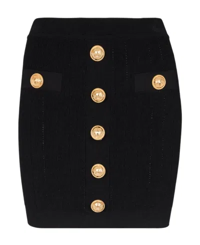 BALMAIN BALMAIN BUTTON EMBELLISHED KNITTED SKIRT