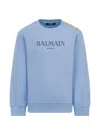 Balmain Buttoned Logo Sweater In Blue