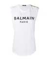Balmain Logo Cotton Jersey Tank Top In White