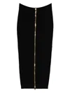 Balmain Cable-knit Button-front Midi Fitted Skirt In Black