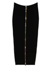 Balmain Cable-knit Button-front Midi Fitted Skirt In Black