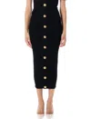 Balmain Buttoned Long Skirt In Black