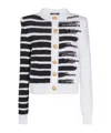 Balmain Makeup Stripe Sequin Cardigan In Black