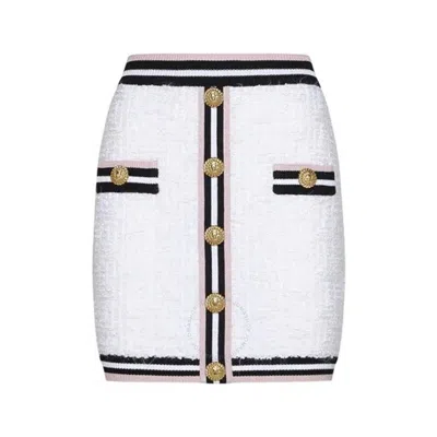 BALMAIN BALMAIN BUTTONED MAZE MONOGRAM SKIRT
