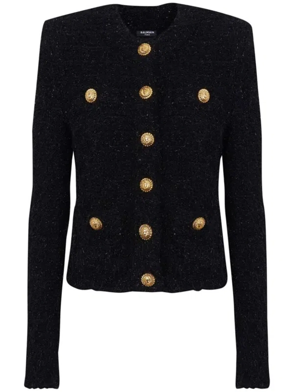 Balmain Buttoned Maze Tweed Jacket In Black | ModeSens