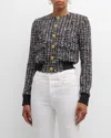 Balmain Buttoned Metallic Tweed Bomber Jacket In Blk Multi