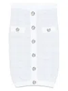 Balmain High-waisted Textured Skirt Button Detailing In Blue