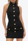 Balmain Buttoned Mini Dress In Black