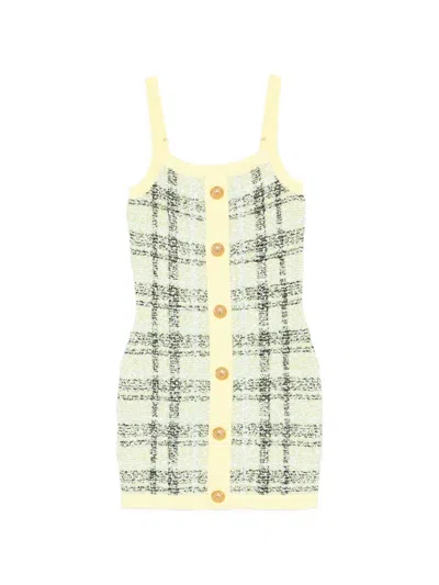 Balmain Buttoned Mini Dress In Green