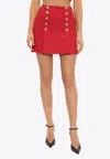 Balmain High Waist A-line Skirt With Button Detailing In Red