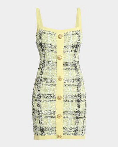 Balmain Buttoned Paillette Check Knit Mini Dress