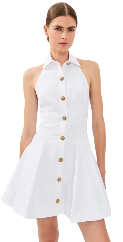 Balmain Buttoned Poplin Mini Dress Blanc Optique