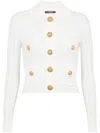 Balmain White Cropped Jacket With Patch Pockets In White