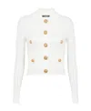Balmain Women Buttoned Tweed Short Jacket In White