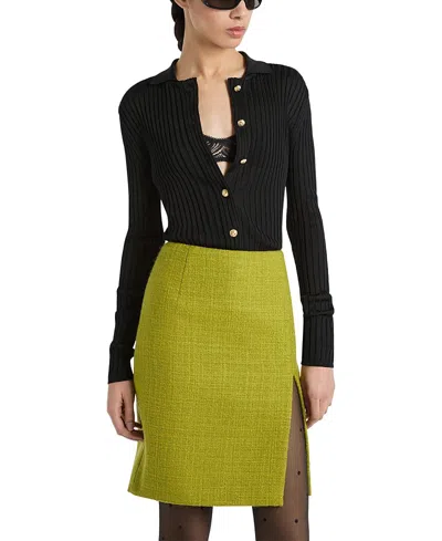 Balmain Buttoned Ribbed Knit Cardigan In Black