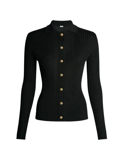 Balmain Buttoned Ribbed-knit Cardigan In Black