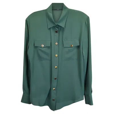 Balmain Buttoned Shirt In Green Silk