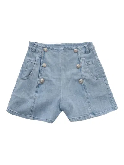 Balmain Kids' Buttoned Shorts In Blue