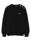Balmain Buttoned-shoulder Logo Sweatshirt In Black