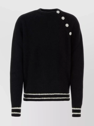 Balmain Buttoned Shoulder Wool Blend Sweater In 0panoir