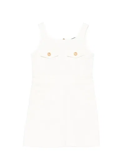 Balmain Kids' Buttoned Sleeveless Dress In White
