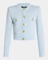 Balmain Buttoned Striped Knit Crop Cardigan