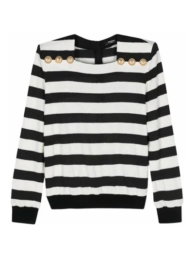 Balmain Striped Jersey Top Women In Multi