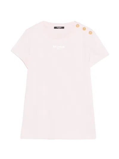 Balmain Kids' Buttoned T-shirt In Pink